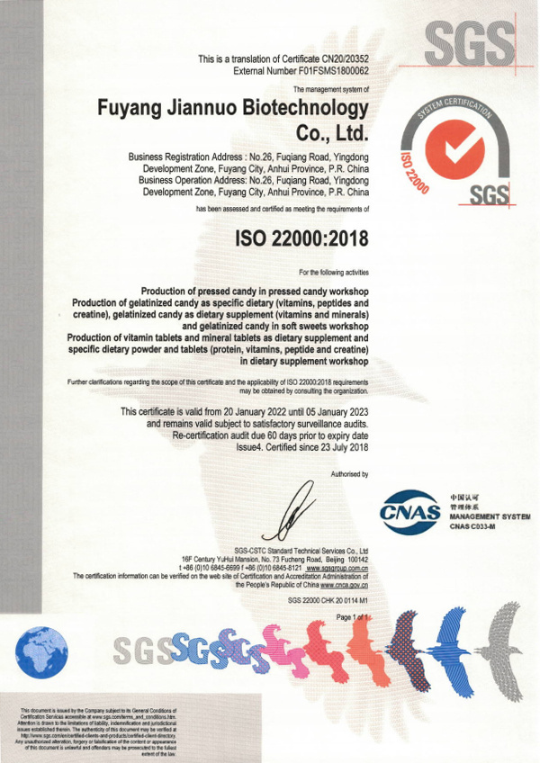 ISO / quality system certificate