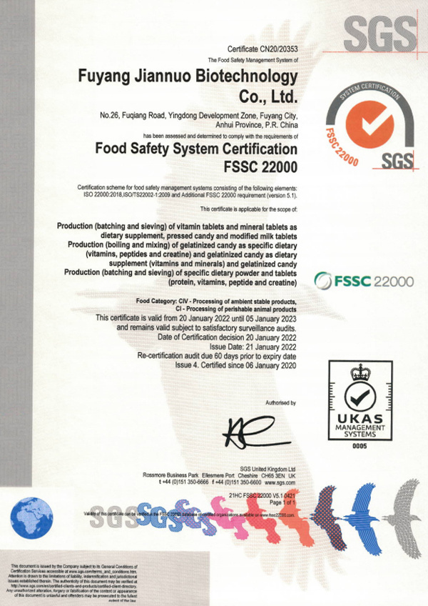 FSSC food safety certificate